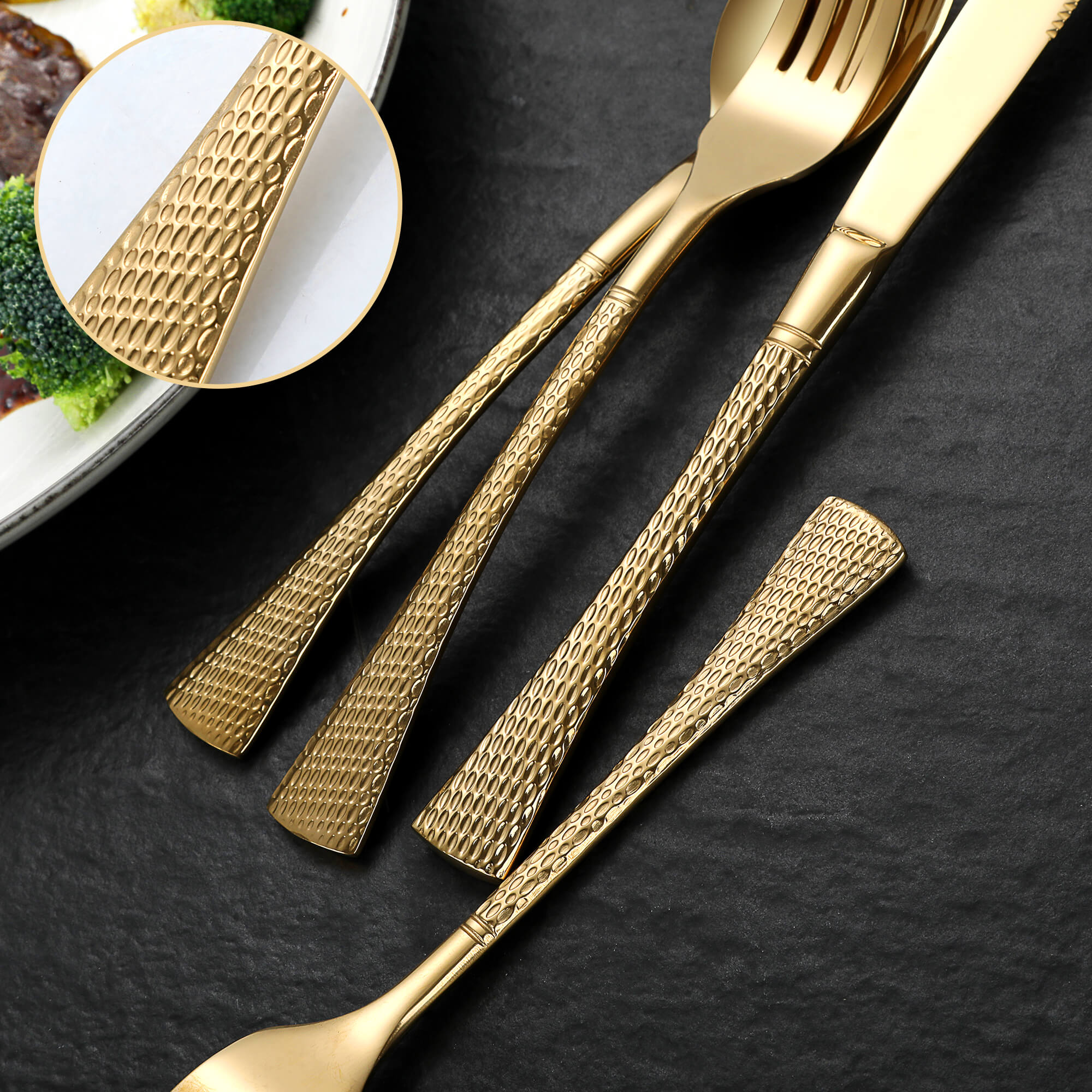 Hammered handle design