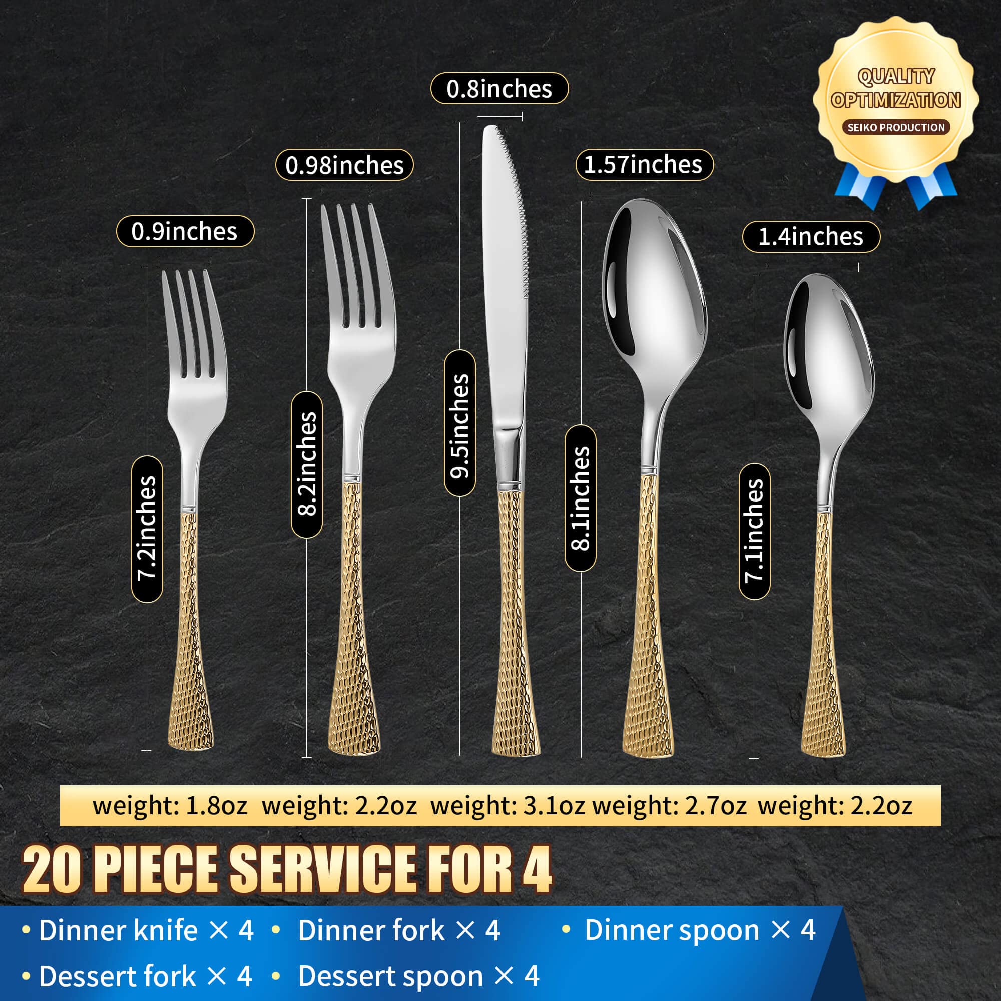 Mermaid Hammered Flatware
