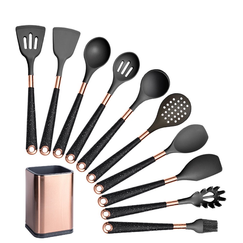 Elena Silicone Kitchen Utensils Set - Black - Lemeya Kitchen