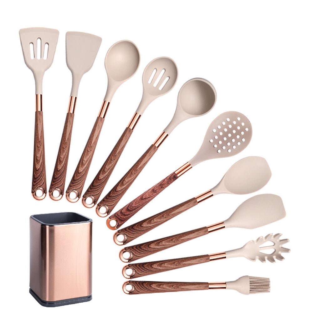 Elena Silicone Kitchen Utensils Set - Brown - Lemeya Kitchen