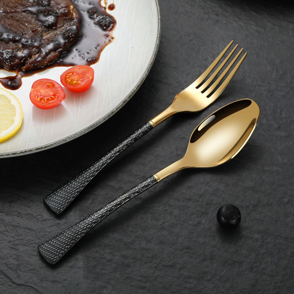 Hammered Flatware - Black Gold - Lemeya