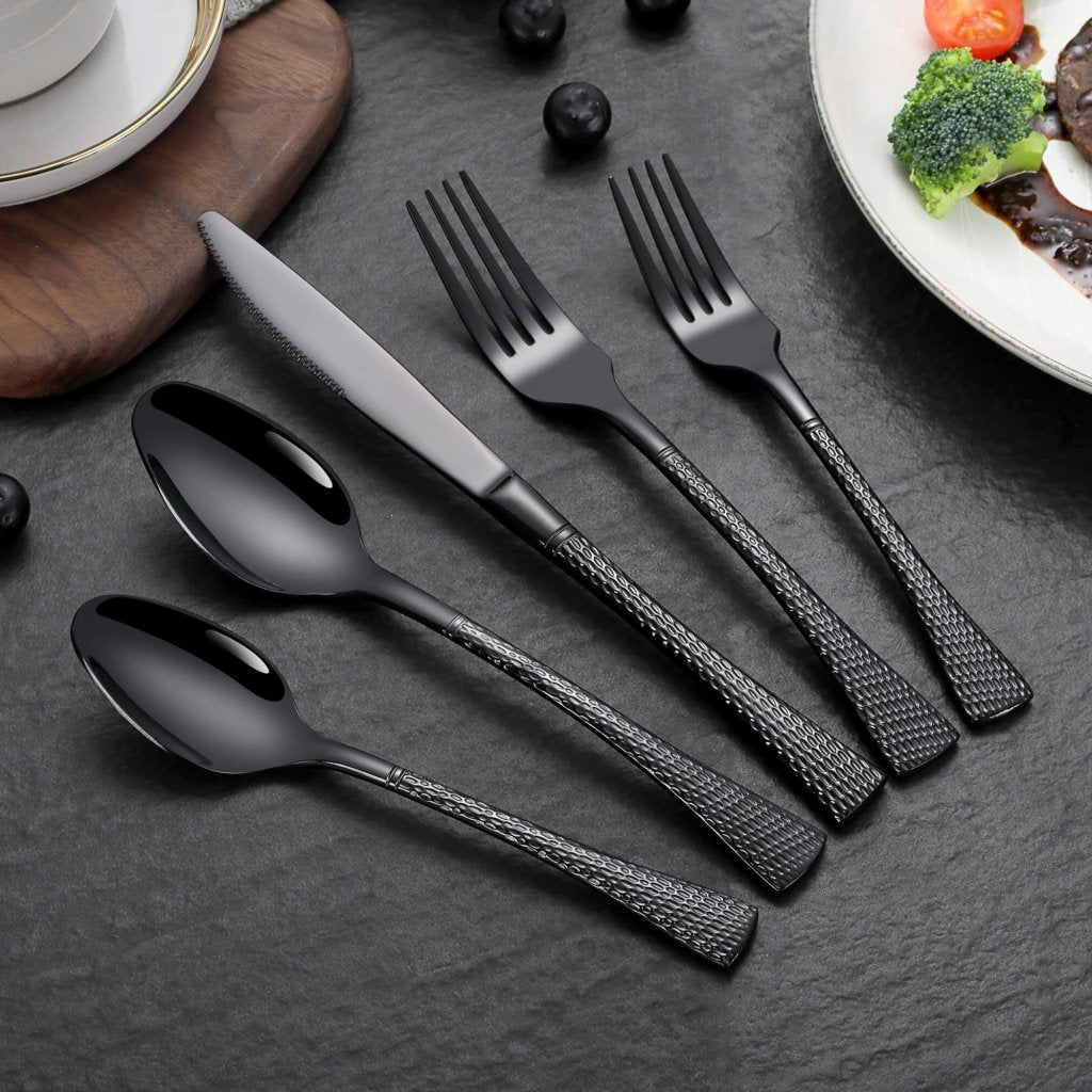 Hammered Flatware - Black - Lemeya