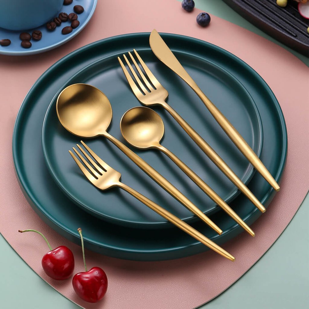 60-Piece Matte Black Silverware Set, E-far Stainless Steel Flatware Set  Service for 12, Metal Cutlery Eating Utensils Tableware Includes