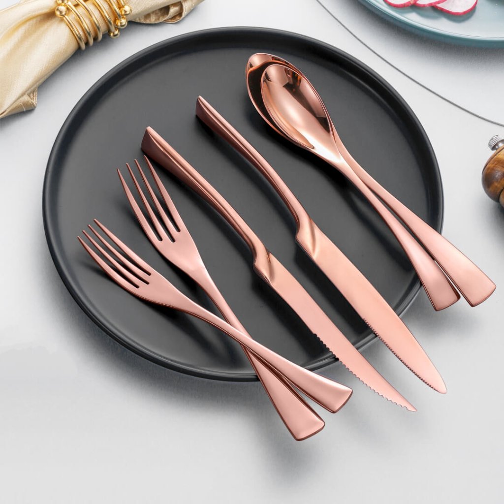 Modern Flatware - Rose Gold - Lemeya