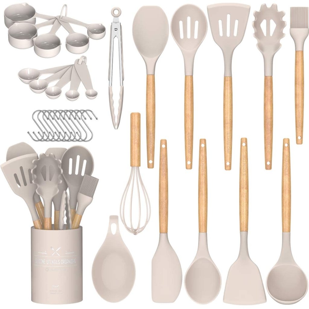 Sara Silicone Kitchenware Cooking Utensils Set - White - Lemeya Kitchen