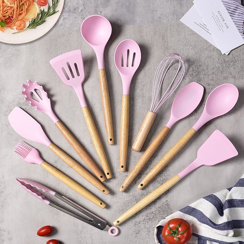 Sara Silicone Kitchenware Cooking Utensils Set - Green - Lemeya Kitchen