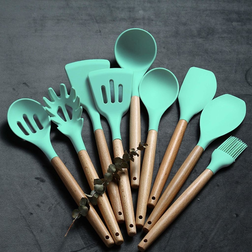 Sara Silicone Kitchenware Cooking Utensils Set - Grey - Lemeya Kitchen