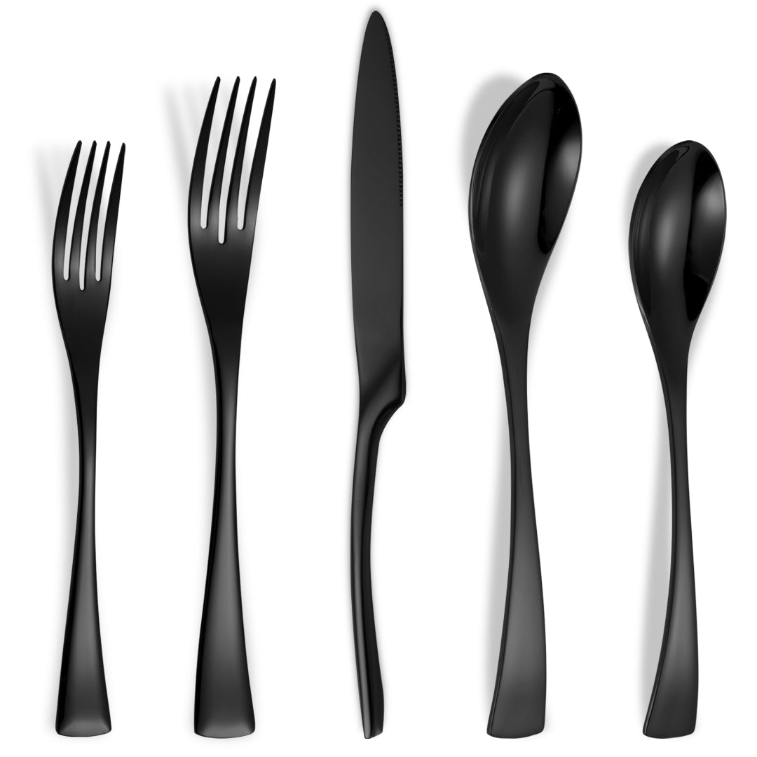 Kaya Modern Black Flatware Set