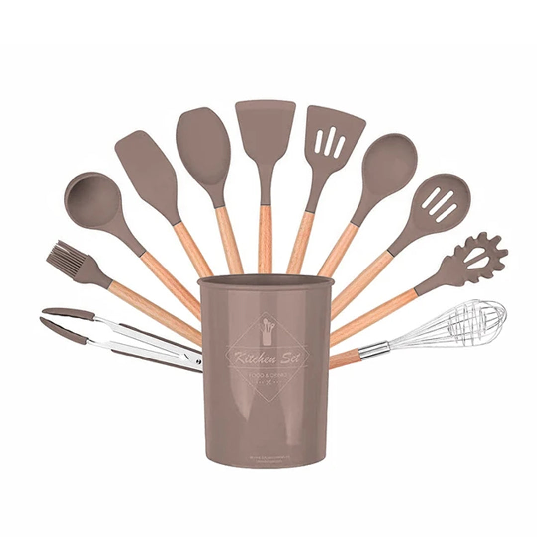 Olivia Silicone Wooden Handle Utensils Set