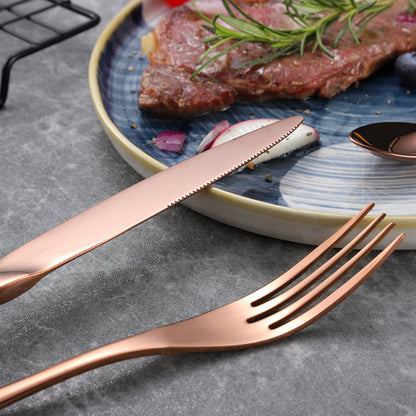 Kaya Modern Rose Gold Flatware Set