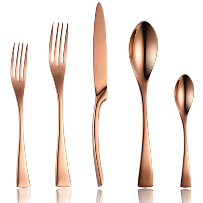 Kaya Modern Rose Gold Flatware Set