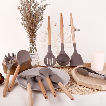 Olivia Silicone Wooden Handle Utensils Set