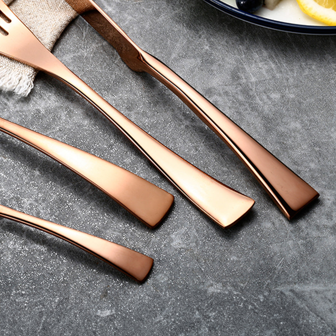 Kaya Modern Rose Gold Flatware Set