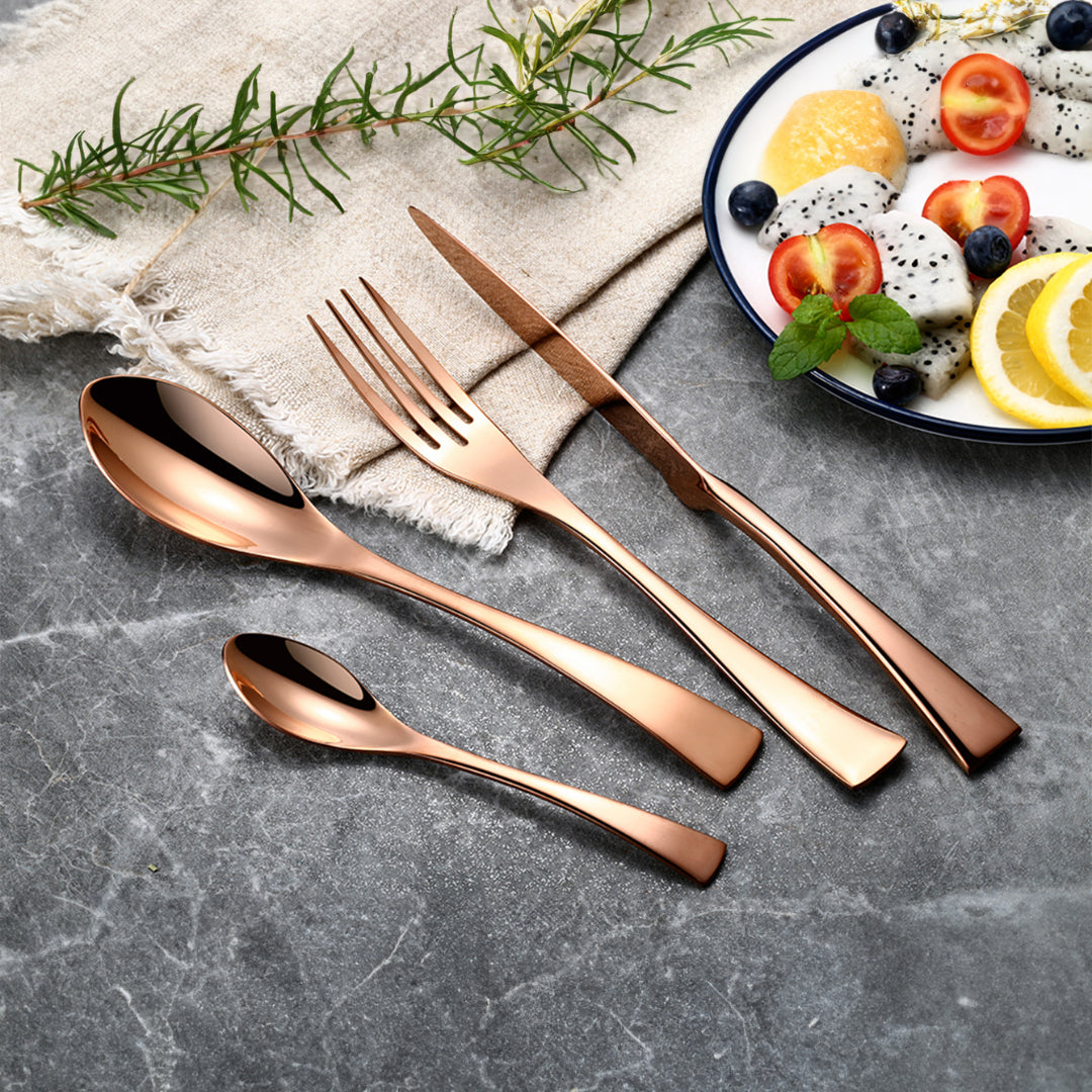 Kaya Modern Rose Gold Flatware Set