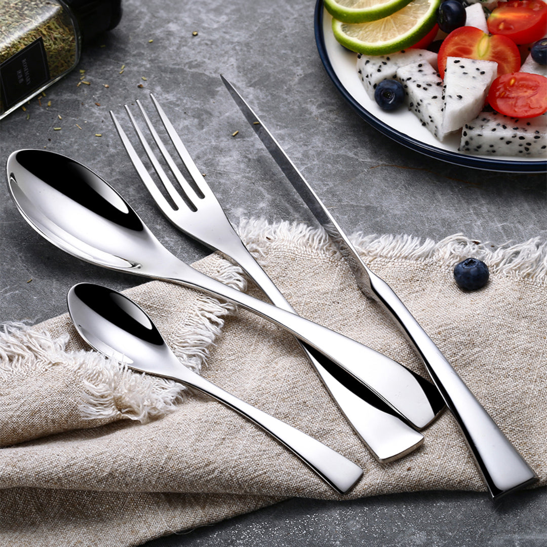 Kaya Modern Silver Flatware Set