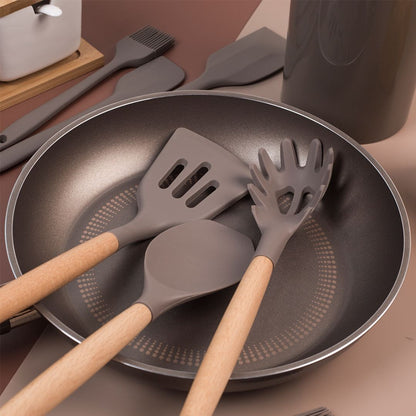 Olivia Silicone Wooden Handle Utensils Set