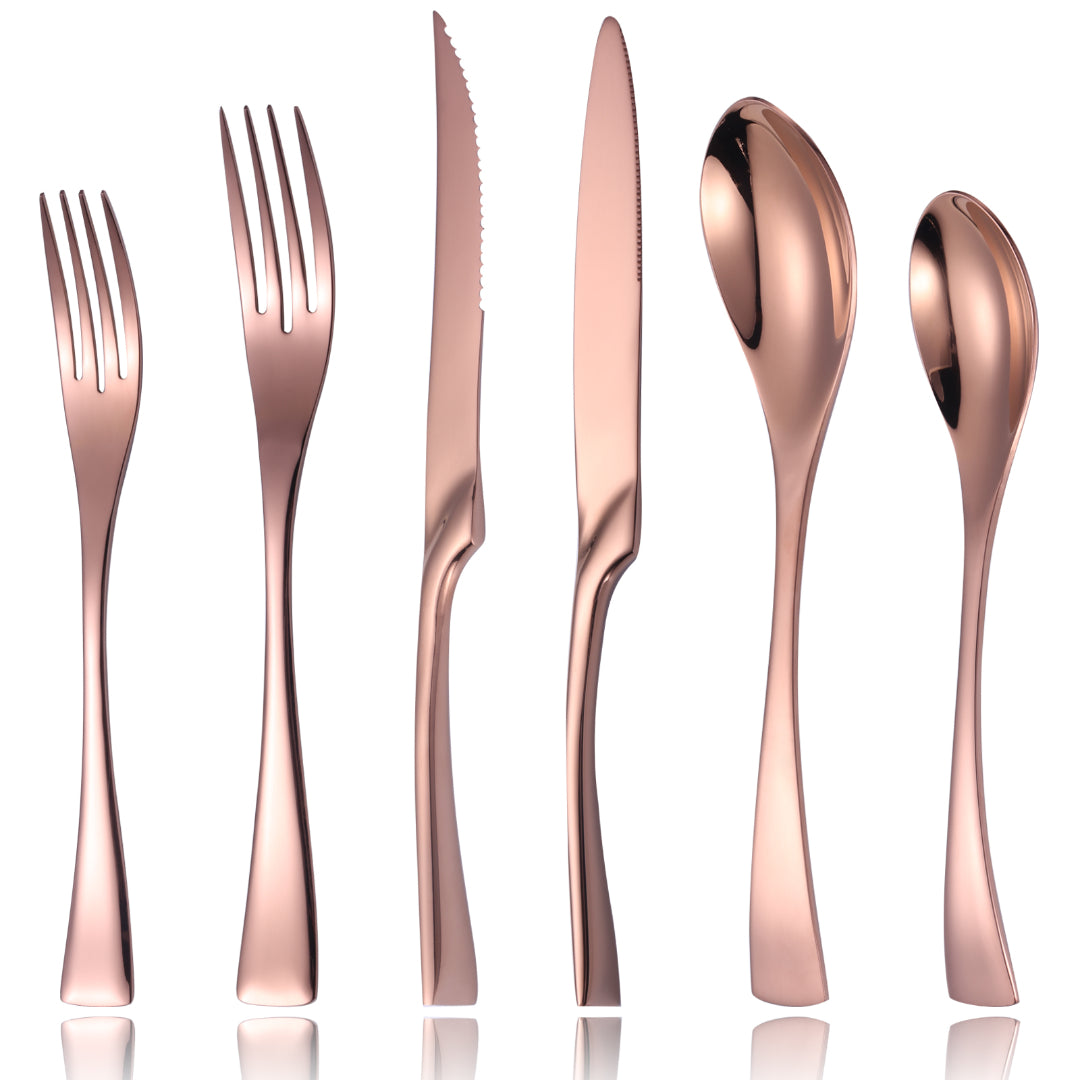 Kaya Modern Rose Gold Flatware Set