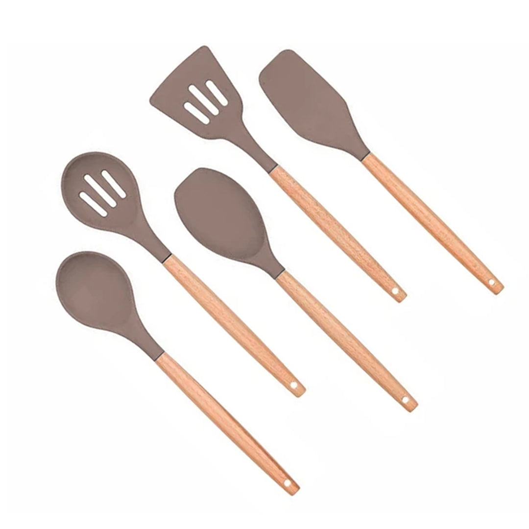 Olivia Silicone Wooden Handle Utensils Set