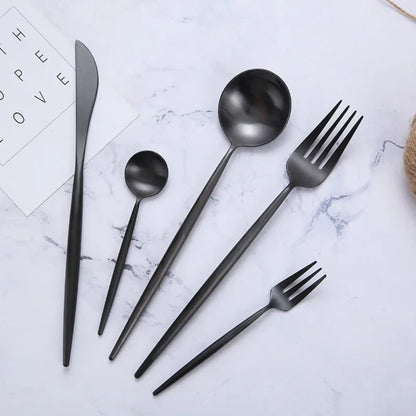 Minimalist Matte Black Flatware Set