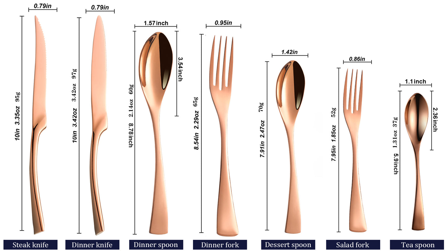 Kaya Modern Rose Gold Flatware Set