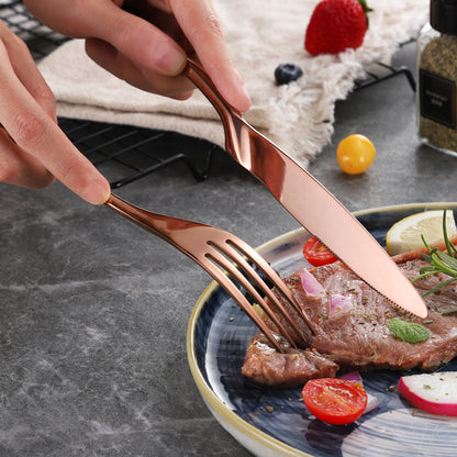 Kaya Modern Rose Gold Flatware Set