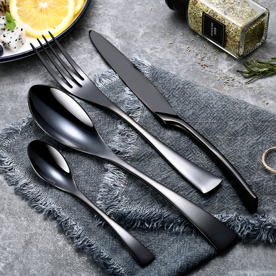 Kaya Modern Black Flatware Set