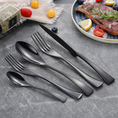 Kaya Modern Black Flatware Set