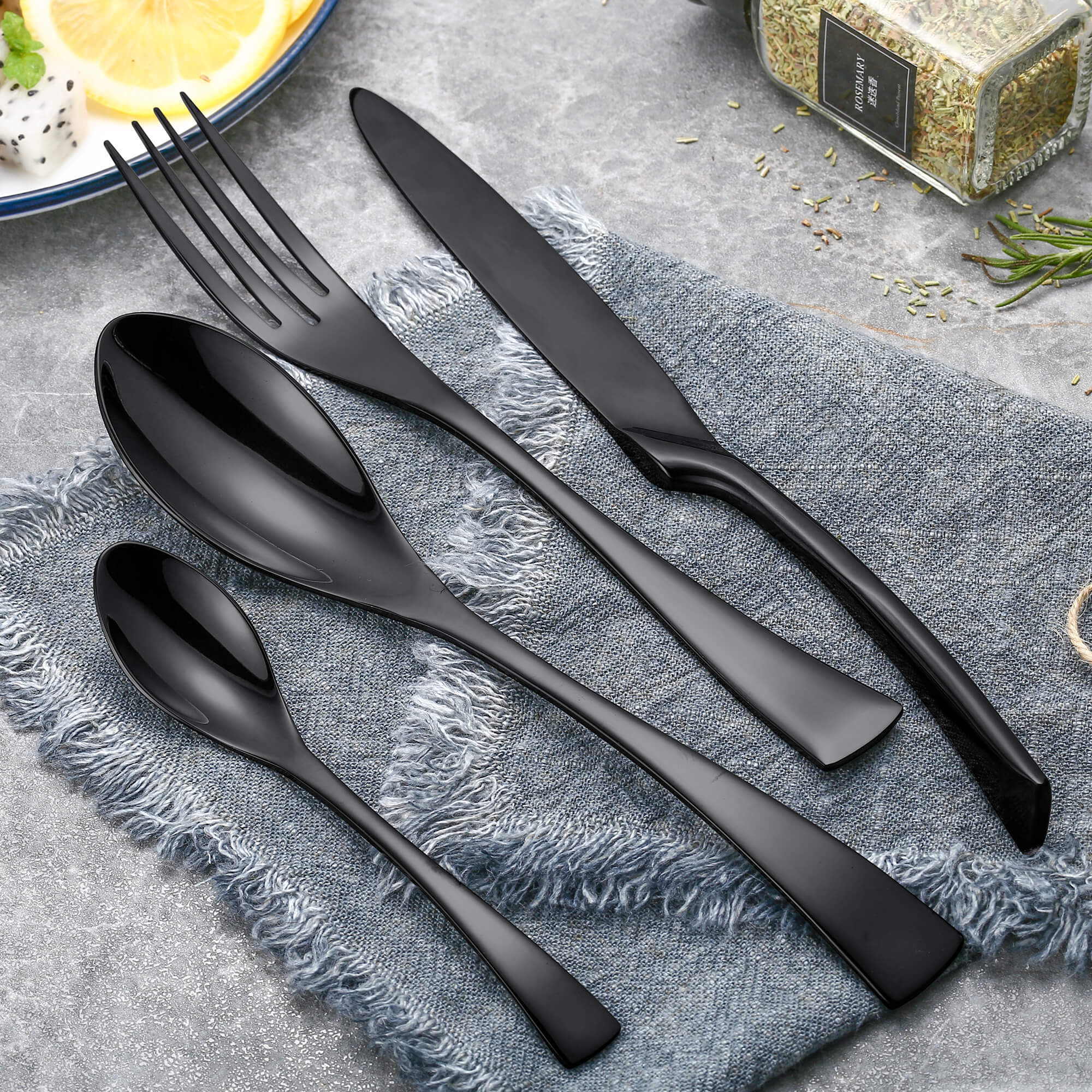LuxoSlice Complete Luxury Black Cutlery Flatware Set with Rust-Resistant  Stainless Steel and Beautiful Matte Finish - Vysta Home