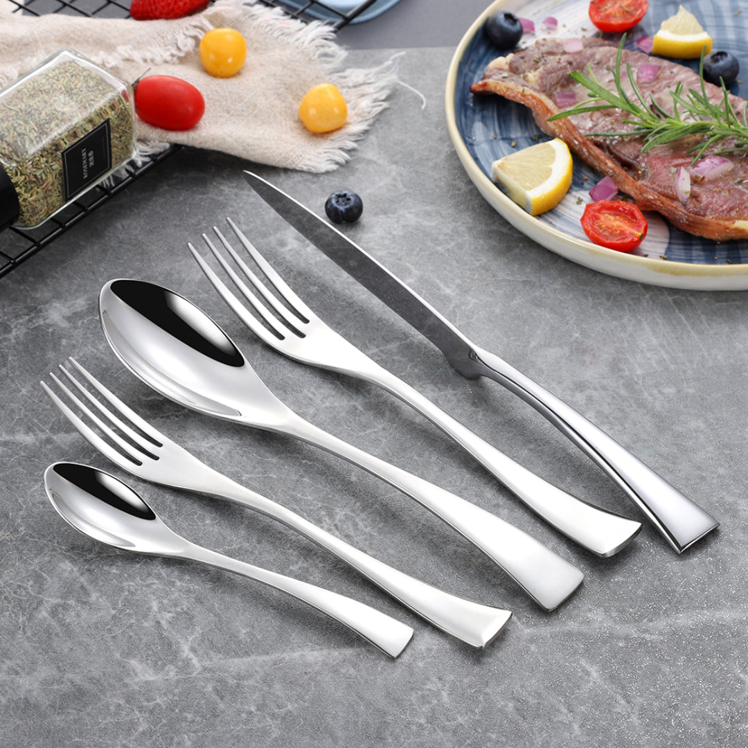 Kaya Modern Silver Flatware Set