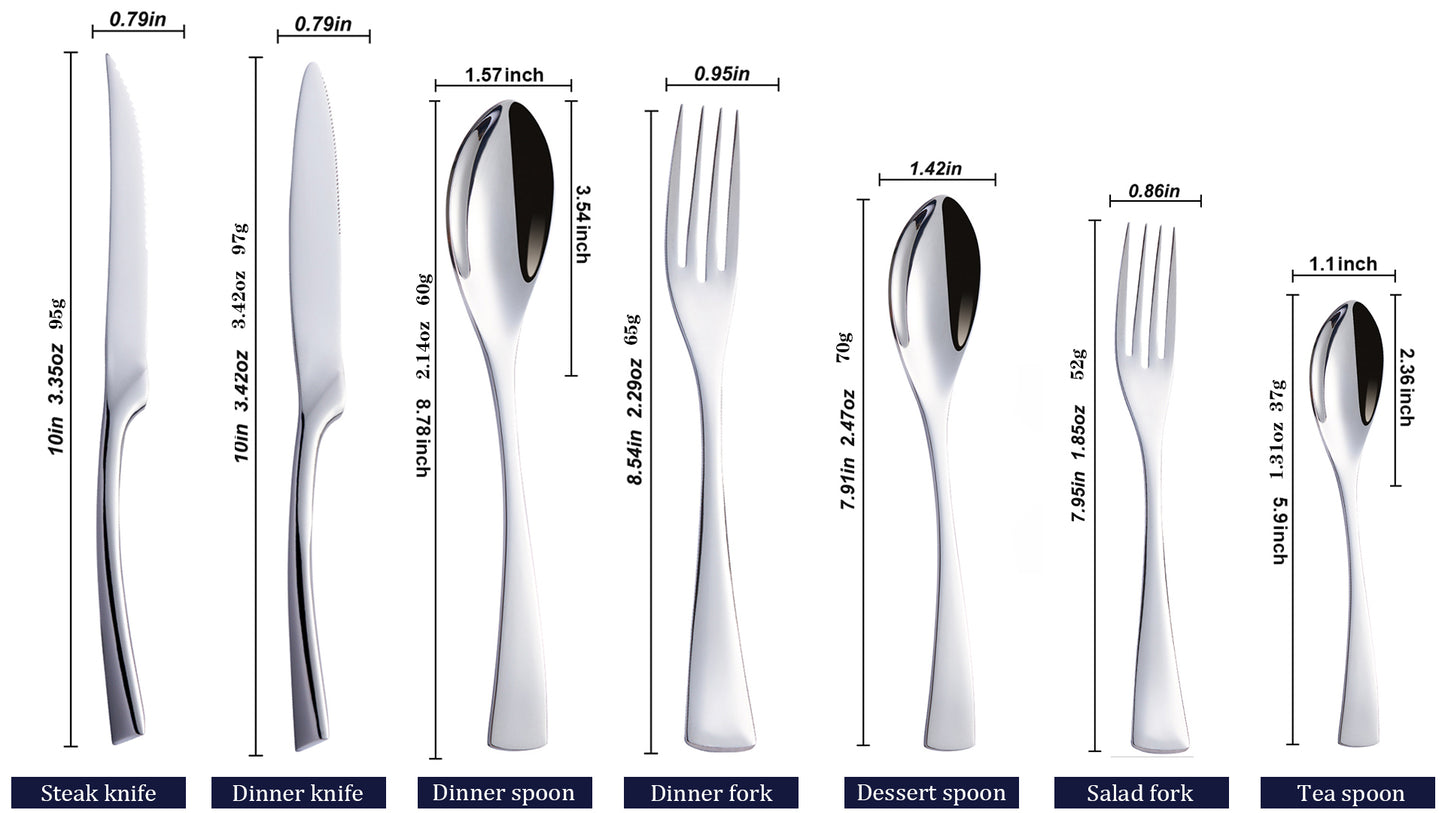 Kaya Modern Silver Flatware Set