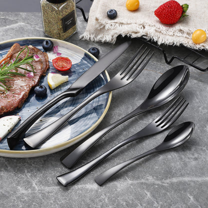 Kaya Modern Black Flatware Set