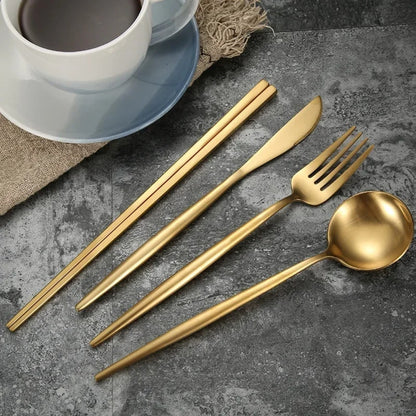 Minimalist Matte Gold Flatware Set