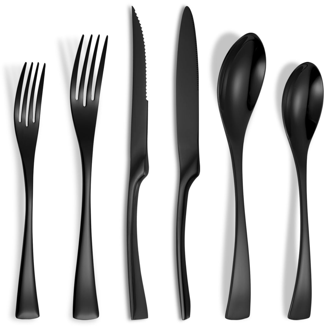 Kaya Modern Black Flatware Set