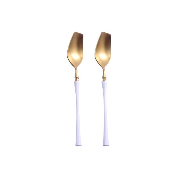 Matte White Gold Dessert Spoon (2 Pieces)
