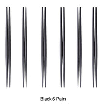 6 Pairs 18/10 Stainless Steel Non-slip Round Sushi Noodles Chopsticks - Black - Lemeya Kitchen