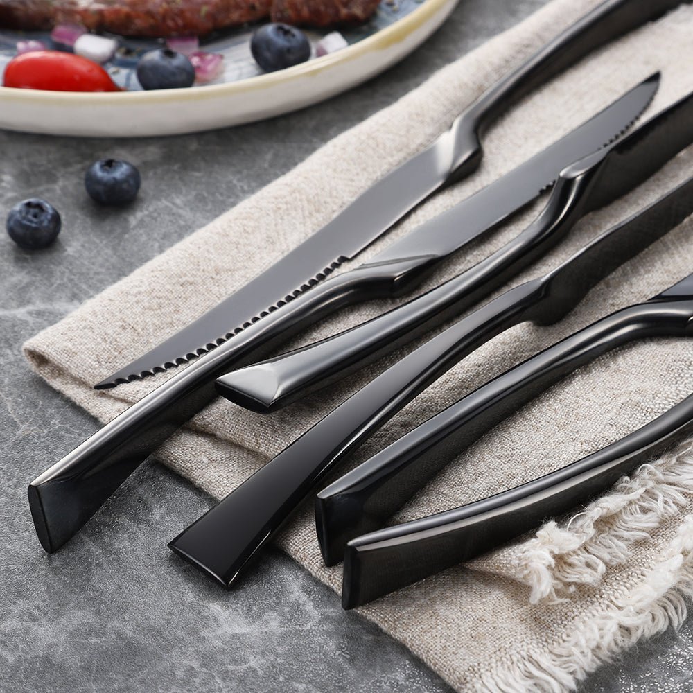 6PCS Stainless Steel Steak Knives Set - Black - Lemeya