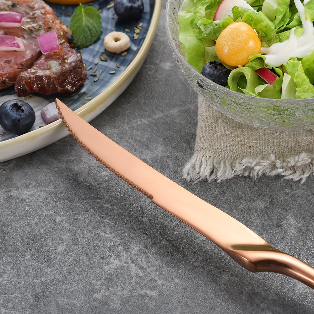 6PCS Stainless Steel Steak Knives Set - Rose Gold - Lemeya