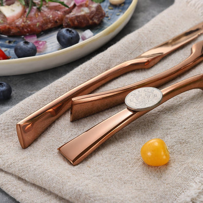 6PCS Stainless Steel Steak Knives Set - Rose Gold - Lemeya