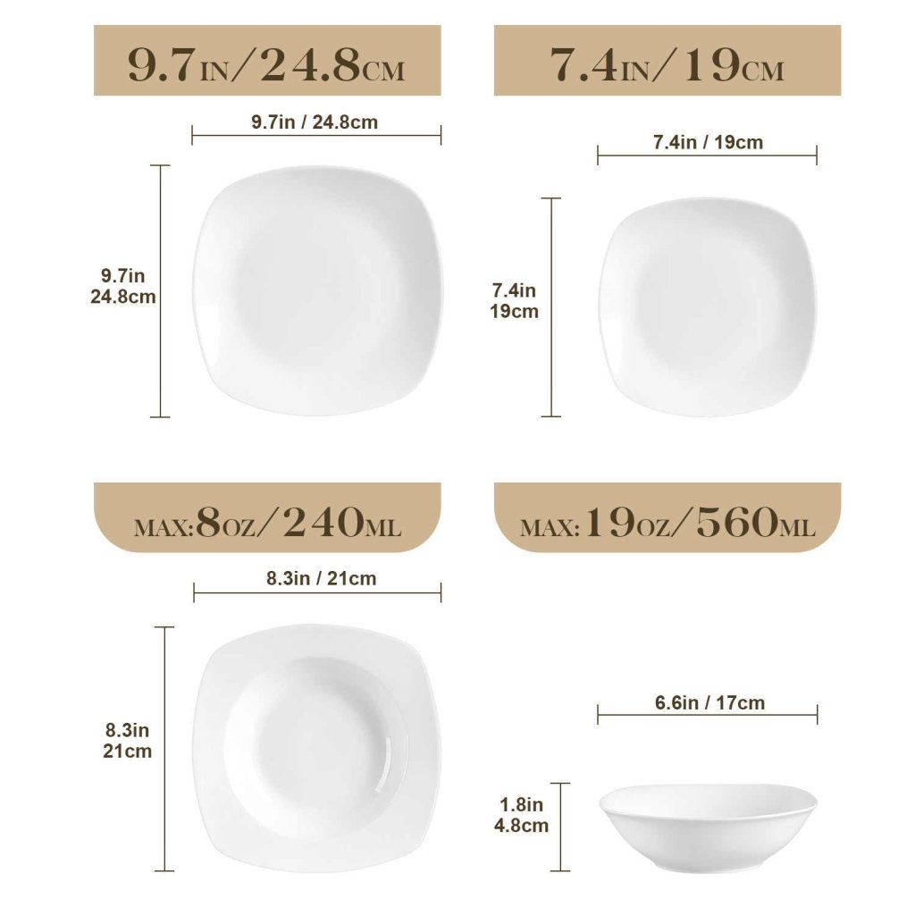 Basic 24 Piece Dinnerware Set - White - Lemeya Kitchen