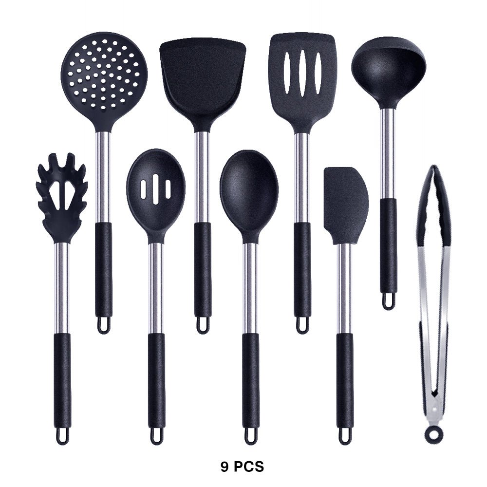 9 Pcs Silicone Kitchen Utensils Set  Kitchen utensil set, Silicone cooking  utensils, Cooking utensils set