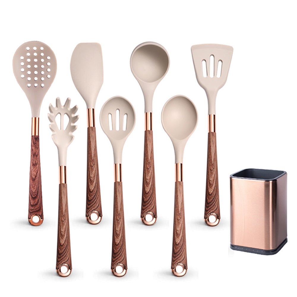 Elena Silicone Kitchen Utensils Set - Brown - Lemeya Kitchen