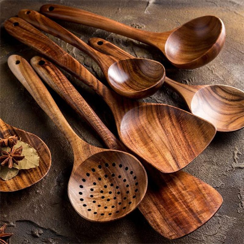 Gaia Wooden Kitchen Utensils Set - 9PCS Set - Lemeya Kitchen