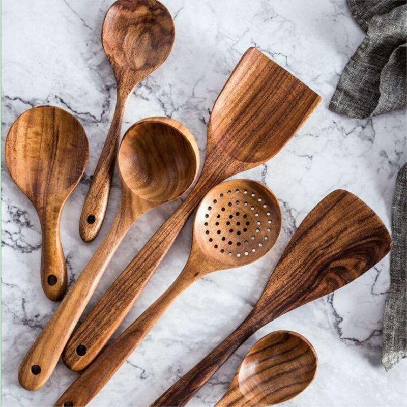 Gaia Wooden Kitchen Utensils Set - 9PCS Set - Lemeya Kitchen