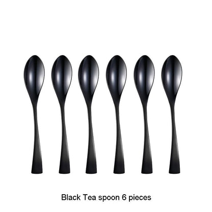 Lemeya 6 Pieces Modern Dinner Spoons & Tea Spoons - Black - Lemeya Kitchen