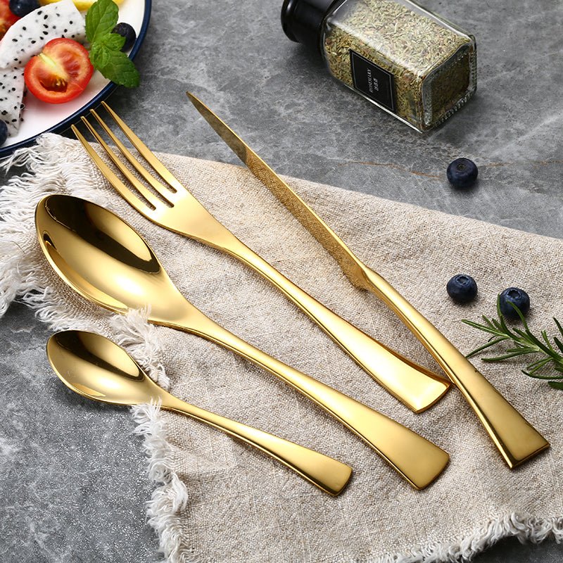 Lemeya 6 Pieces Modern Dinner Spoons & Tea Spoons - Gold - Lemeya Kitchen