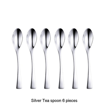 Lemeya 6 Pieces Modern Dinner Spoons & Tea Spoons - Silver - Lemeya Kitchen