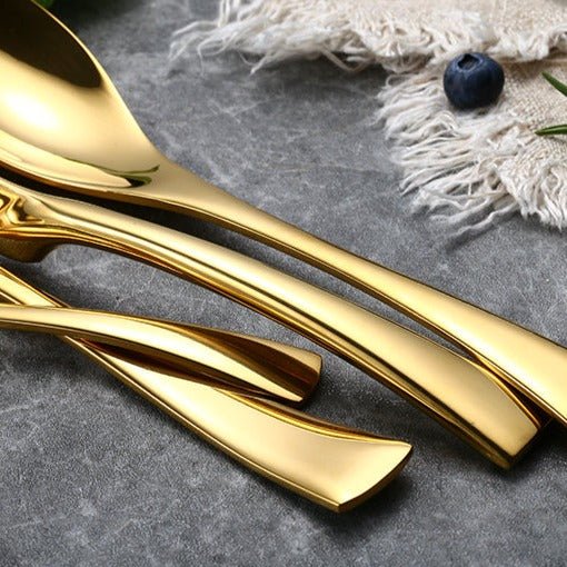 Lemeya 6 Pieces Modern Dinner Spoons & Tea Spoons - Gold - Lemeya Kitchen