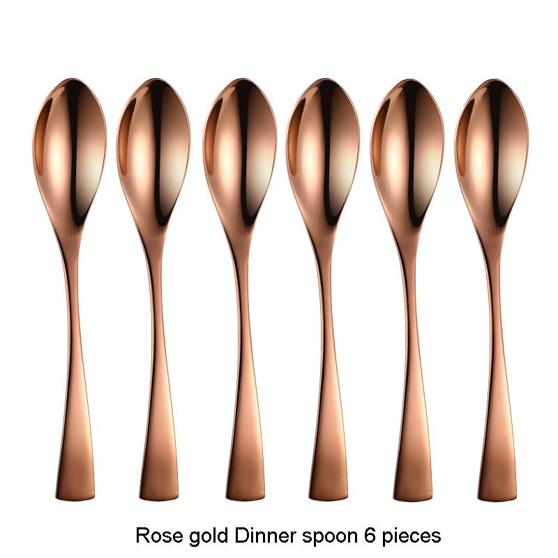 Lemeya 6 Pieces Modern Dinner Spoons & Tea Spoons - Rose gold - Lemeya Kitchen