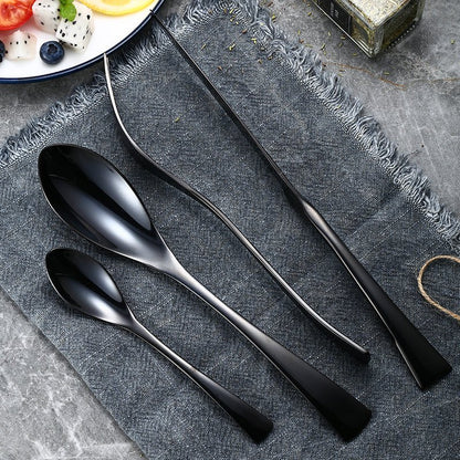 Lemeya 6 Pieces Modern Dinner Spoons & Tea Spoons - Black - Lemeya Kitchen