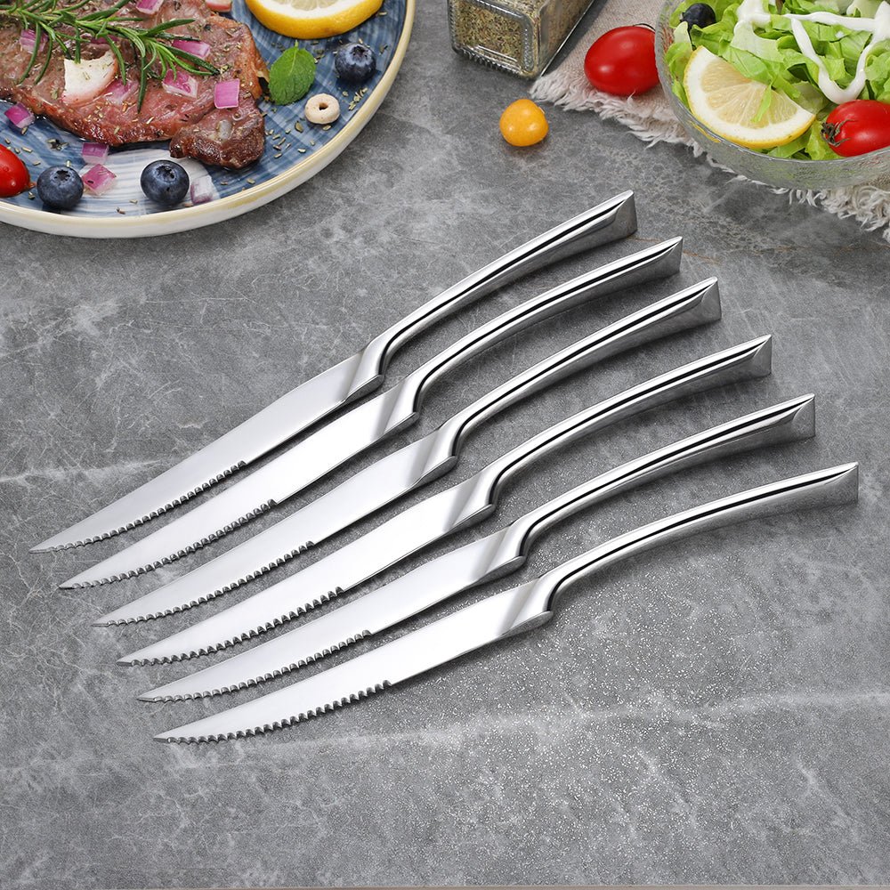 LIANYU Steak Knives Set of 12, Stainless Steel Serrated Steak Knife,  kitchen Camping Restaurant Steak Knives, Dishwasher Safe